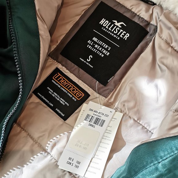 Hollister Green Utility Jacket with Faux Fur Hood - Picture 5 of 12